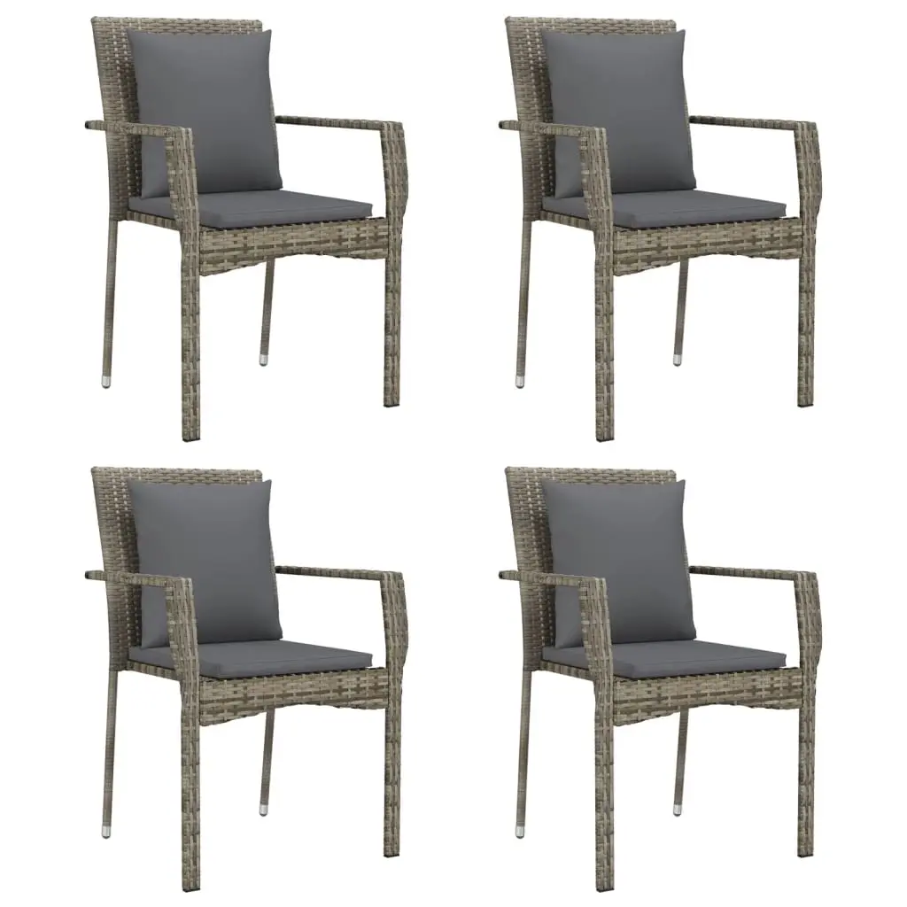 Garden Chairs with Cushions 4 pcs Poly Rattan Grey 319880 - Furniture