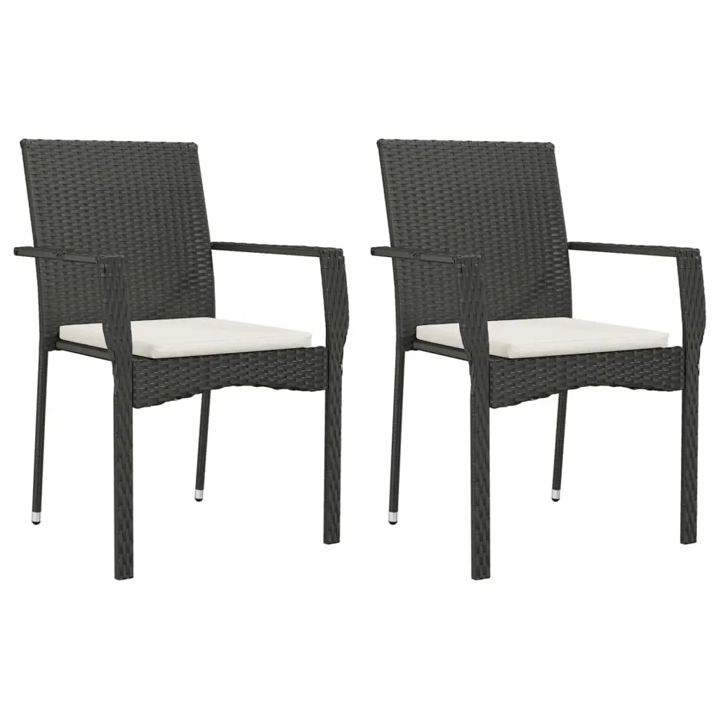 Garden Chairs with Cushions 2 pcs Poly Rattan Black 319881 - Furniture