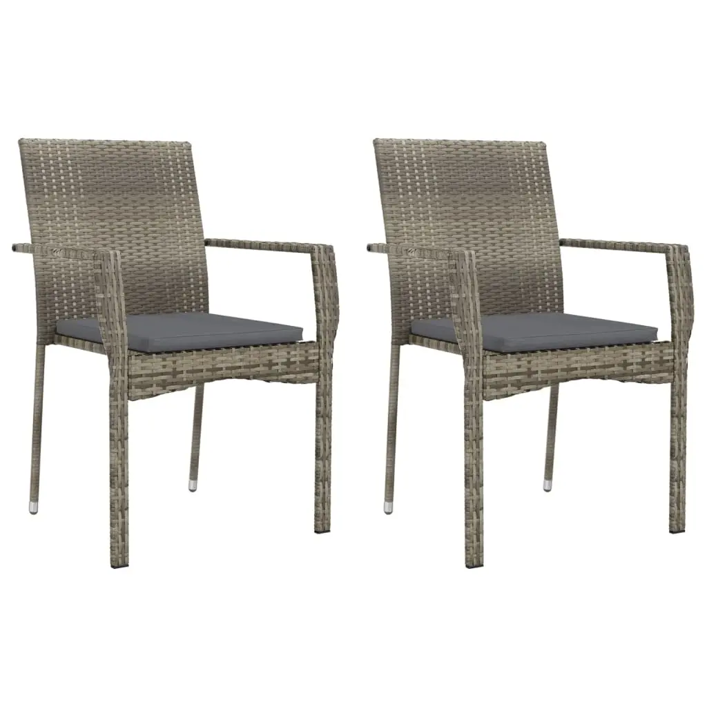 Garden Chairs with Cushions 2 pcs Poly Rattan Grey 319882 - Furniture