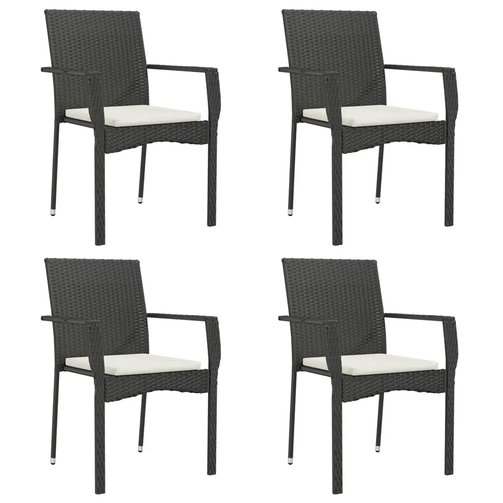 Garden Chairs with Cushions 4 pcs Poly Rattan Black 319883 - Furniture
