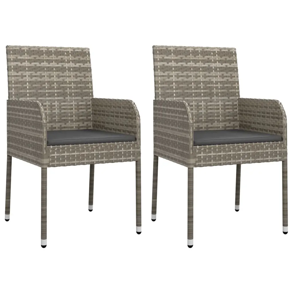 Garden Chairs with Cushions 2 pcs Poly Rattan Grey 319886 - Furniture