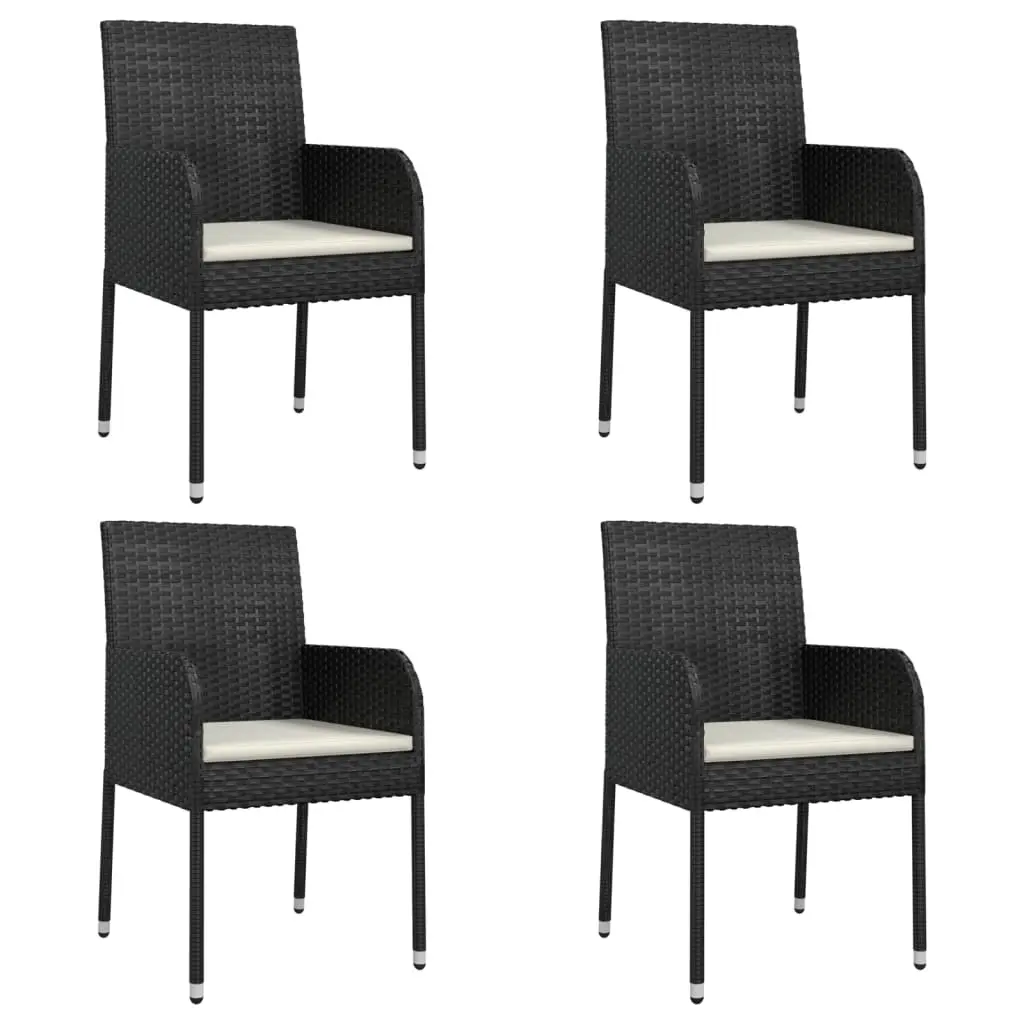 Garden Chairs with Cushions 4 pcs Poly Rattan Black 319887 - Furniture