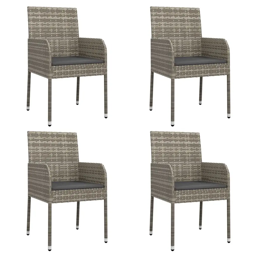 Garden Chairs with Cushions 4 pcs Poly Rattan Grey 319888 - Furniture