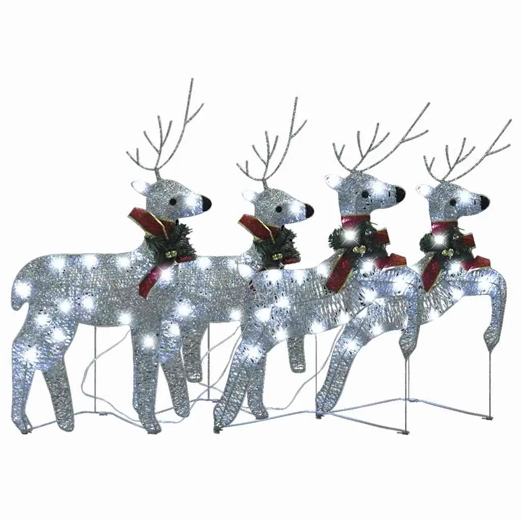 Christmas Reindeers 4 pcs Silver 80 LEDs 3154267 - Home & Garden