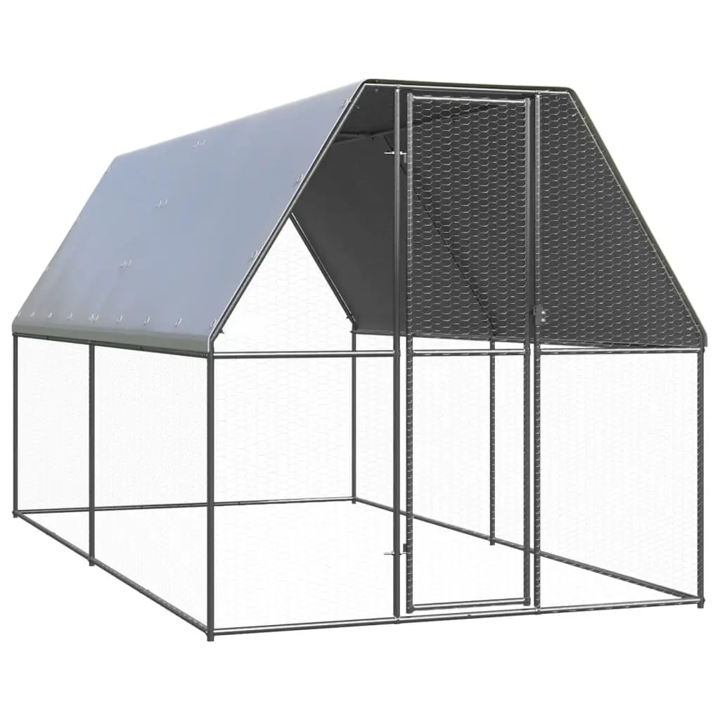Outdoor Chicken Cage 2x4x2 m Galvanised Steel 3154371 - Pets