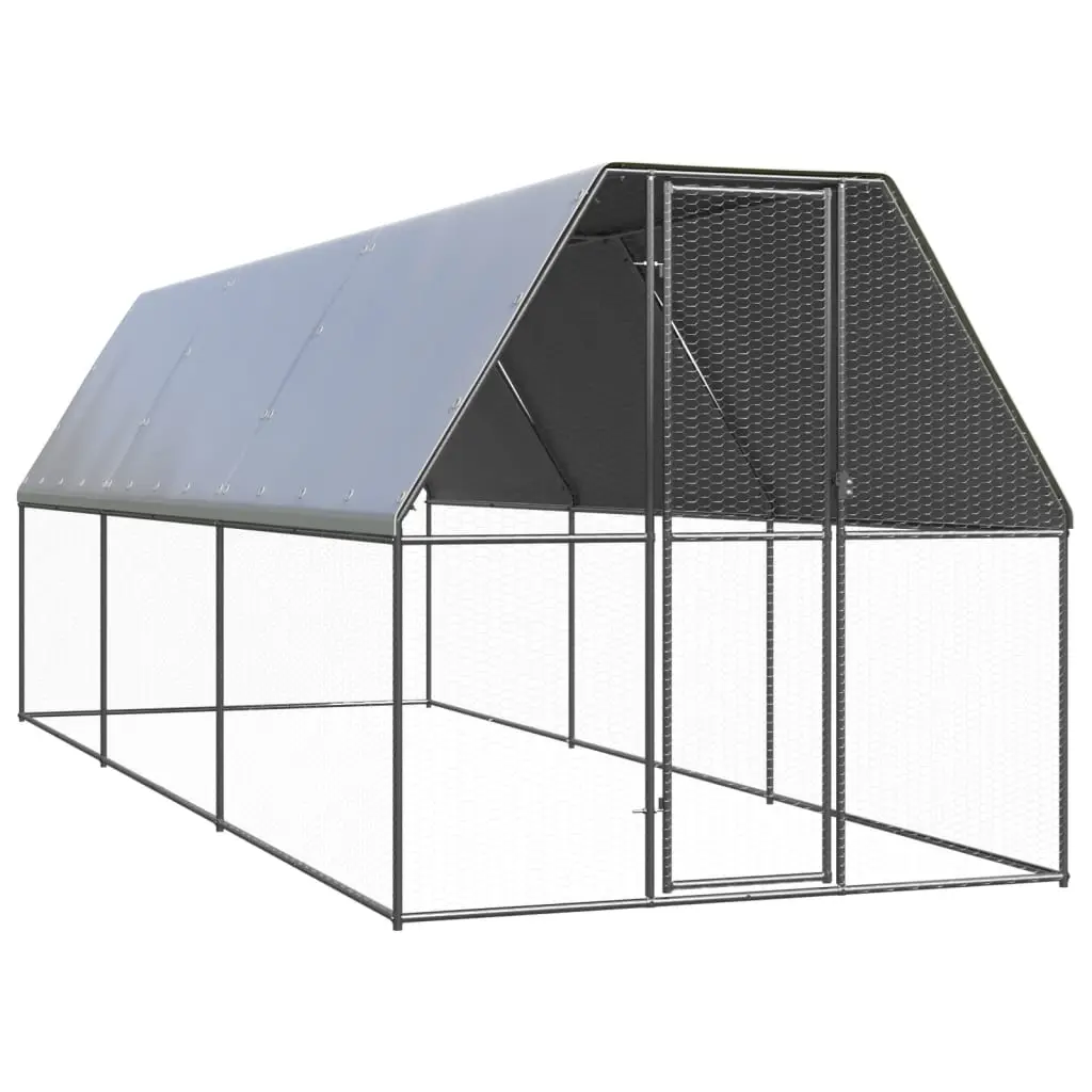 Outdoor Chicken Cage 2x6x2 m Galvanised Steel 3154372 - Pets