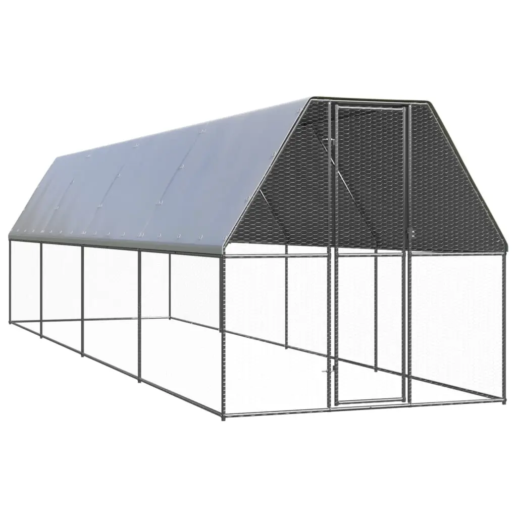 Outdoor Chicken Cage 2x8x2 m Galvanised Steel 3154373 - Pets