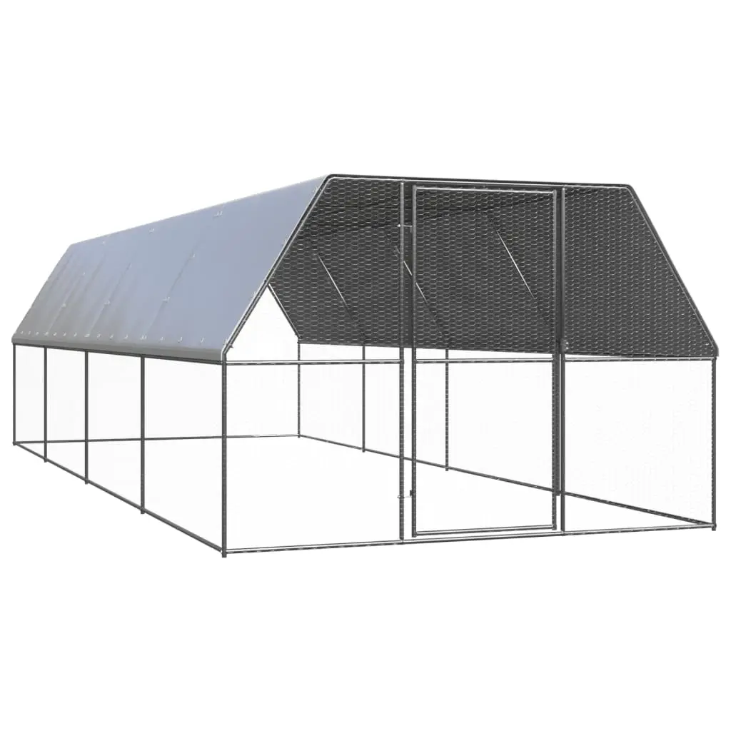 Outdoor Chicken Cage 3x8x2 m Galvanised Steel 3154378 - Pets