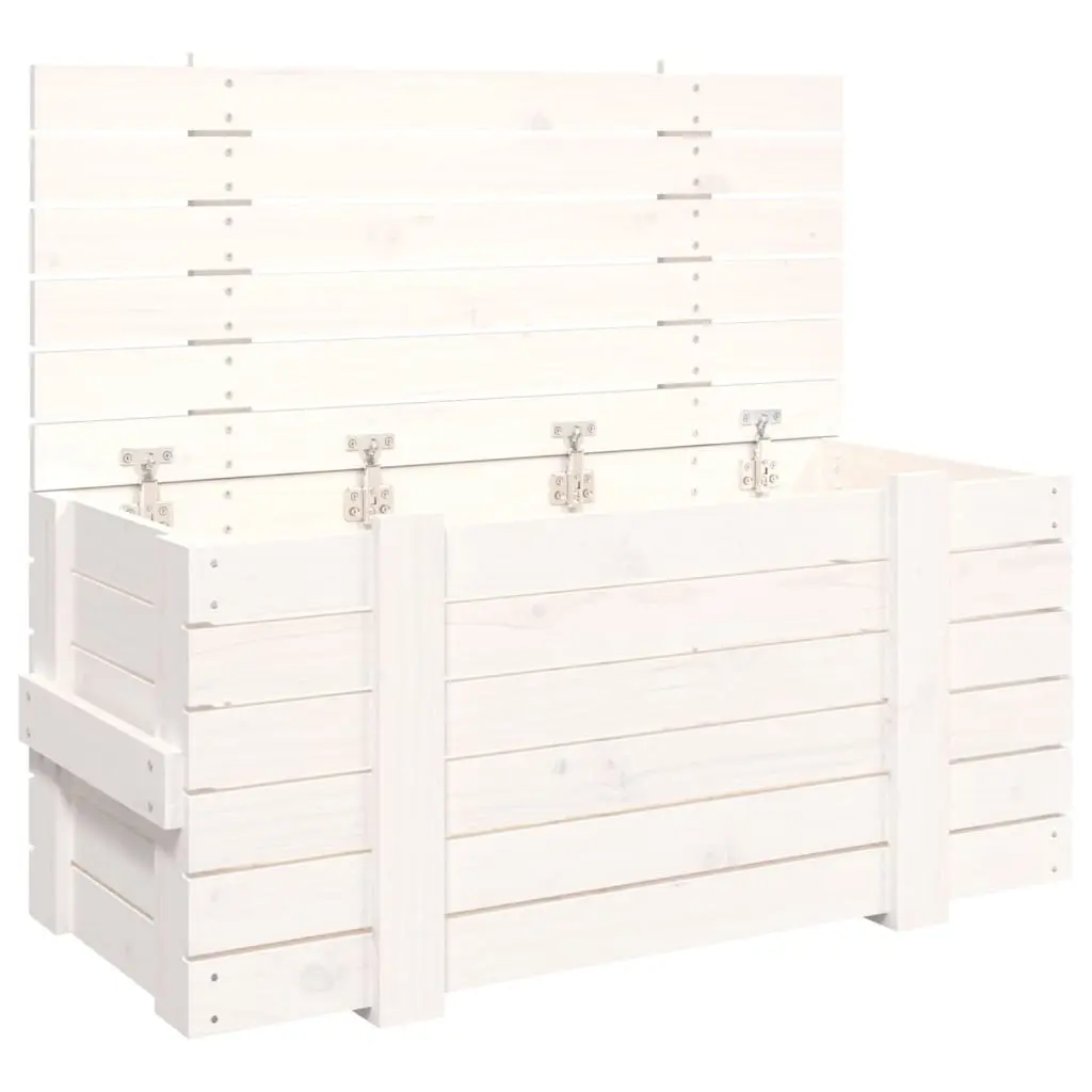 Storage Box White 91x40.5x42 cm Solid Wood Pine 824999 - Home & Garden