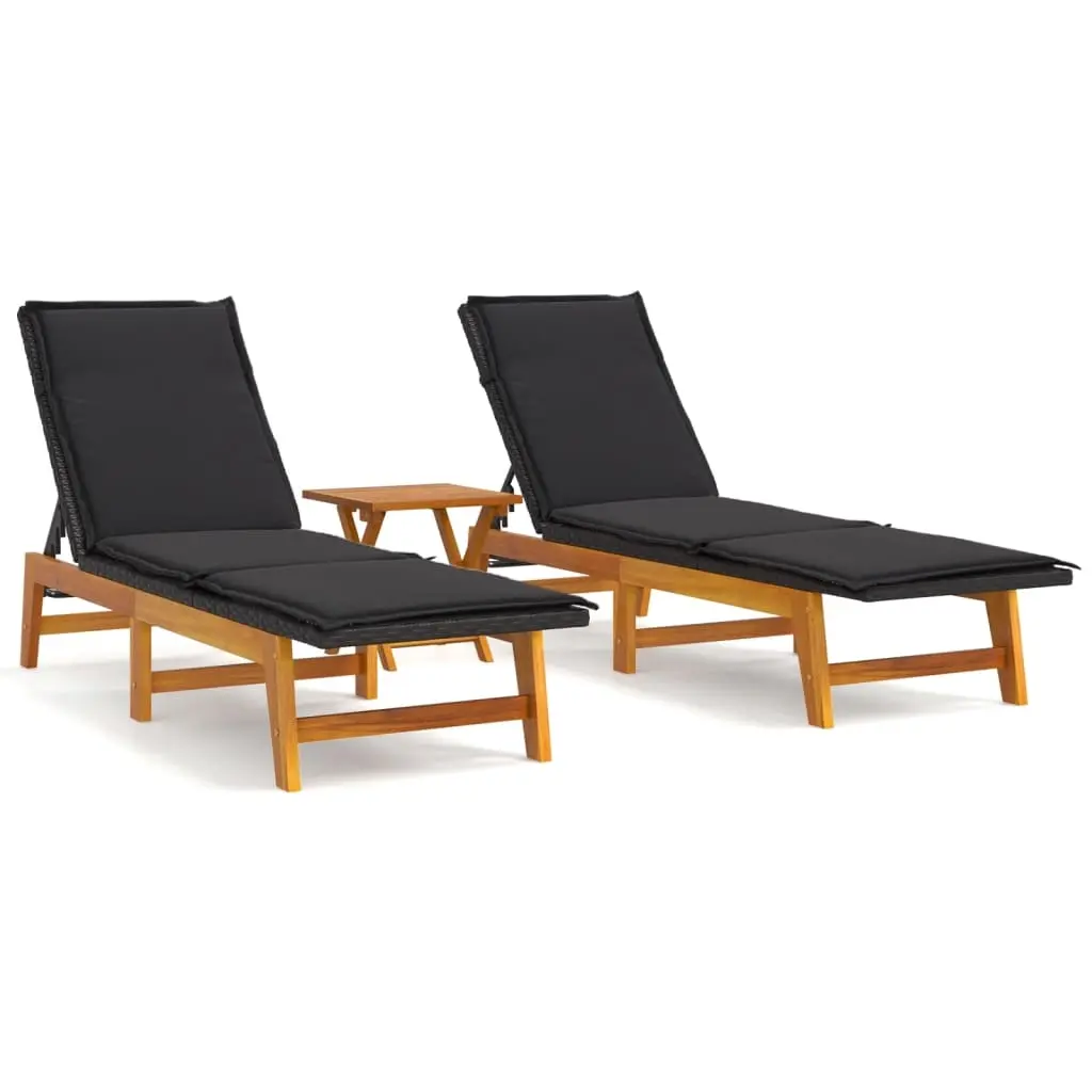 3 Piece Garden Lounge Set Poly Rattan&Solid Wood Acacia 3154401 - Furniture
