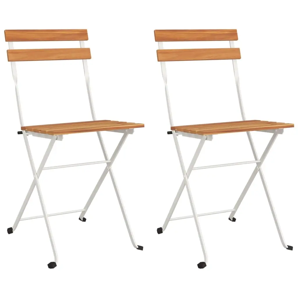 Folding Bistro Chairs 2 pcs Solid Wood Acacia and Steel 319974 - Furniture