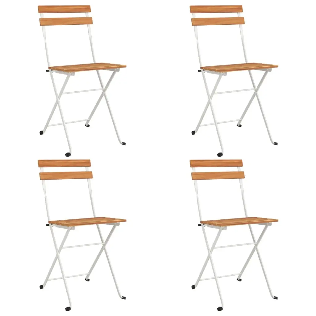 Folding Bistro Chairs 4 pcs Solid Wood Acacia and Steel 319975 - Furniture