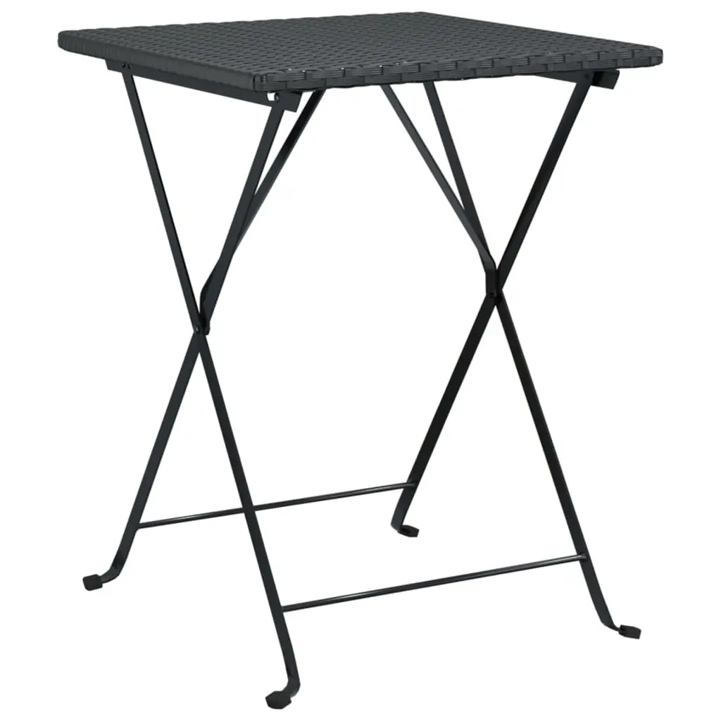 Folding Bistro Table Black 55x54x71 cm Poly Rattan 319983 - Furniture