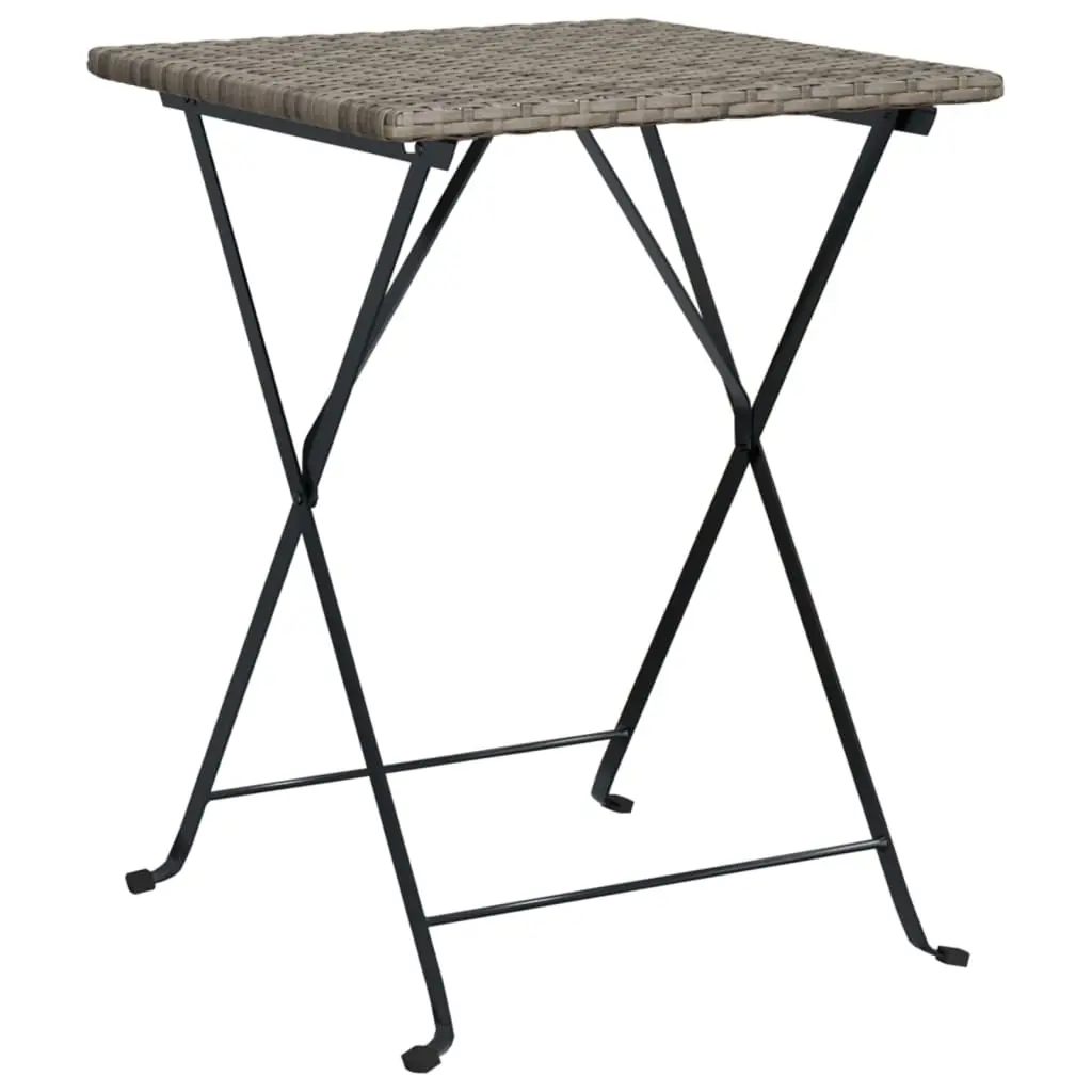 Folding Bistro Table Grey 55x54x71 cm Poly Rattan 319985 - Furniture