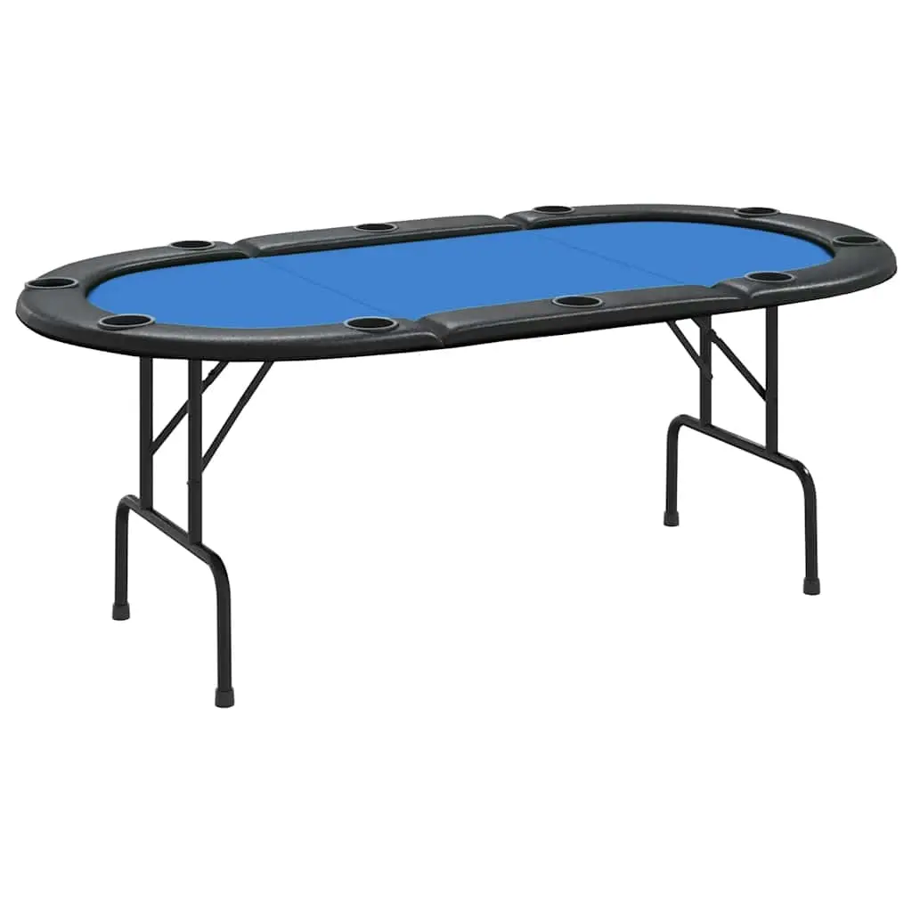 10-Player Folding Poker Table Blue 207x106x76 cm 80403