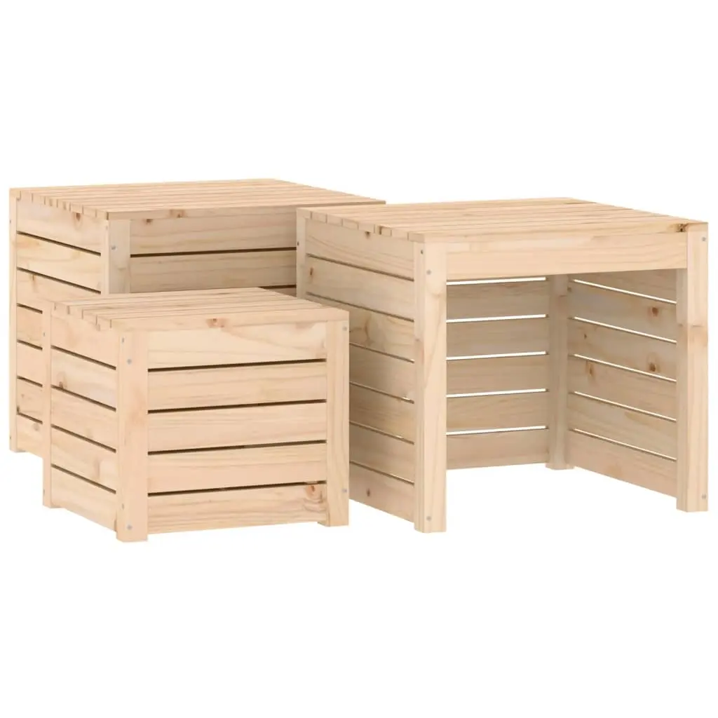 3 Piece Garden Box Set Solid Wood Pine 823955 - Outdoor Storage Boxes - Up to 60% off