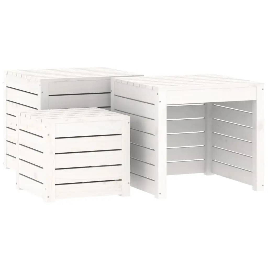 3 Piece Garden Box Set White Solid Wood Pine 823956 - Outdoor Storage Boxes - Up to 60% off