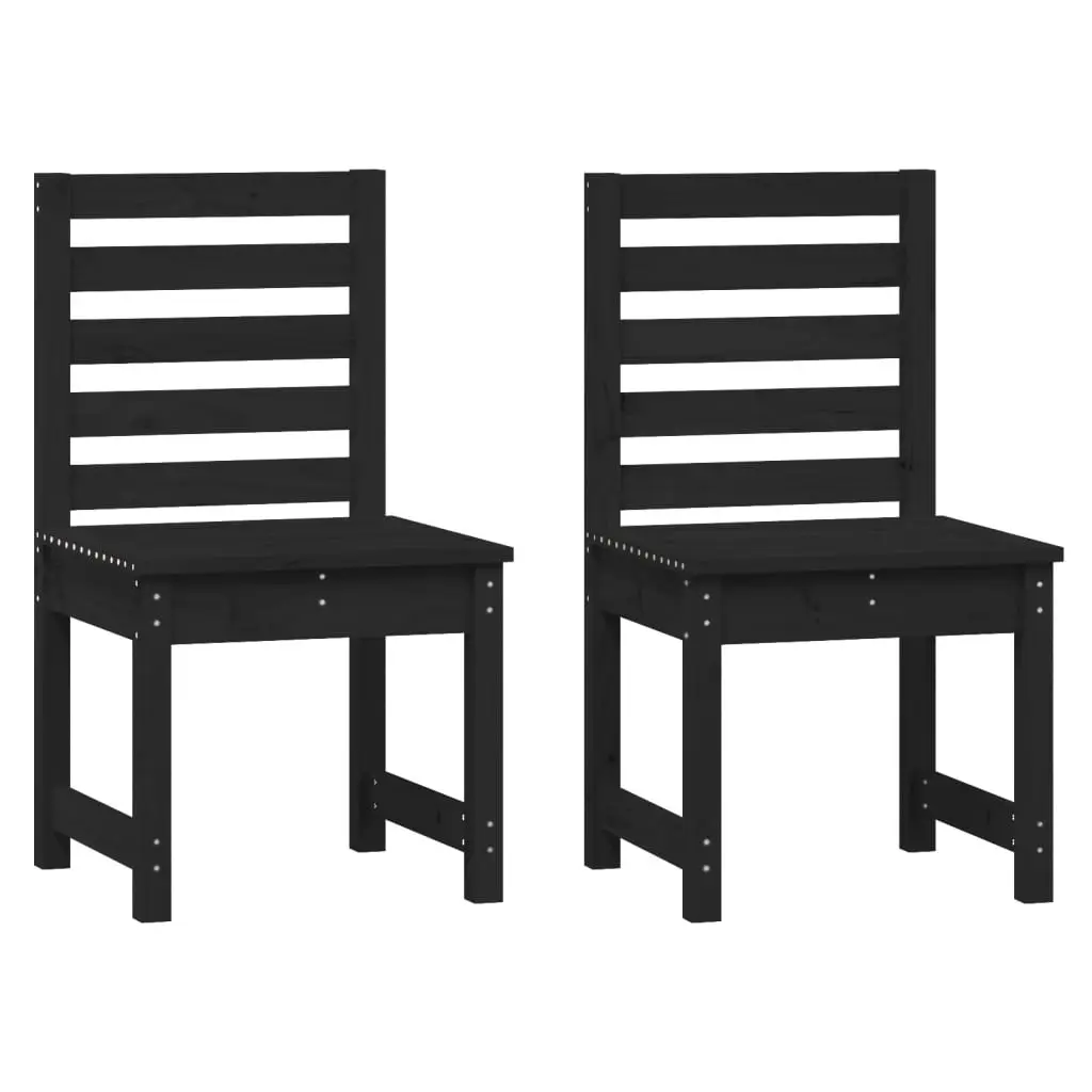 Garden Chairs 2 pcs Black 50x48x91.5 cm Solid Wood Pine 824029 - Furniture