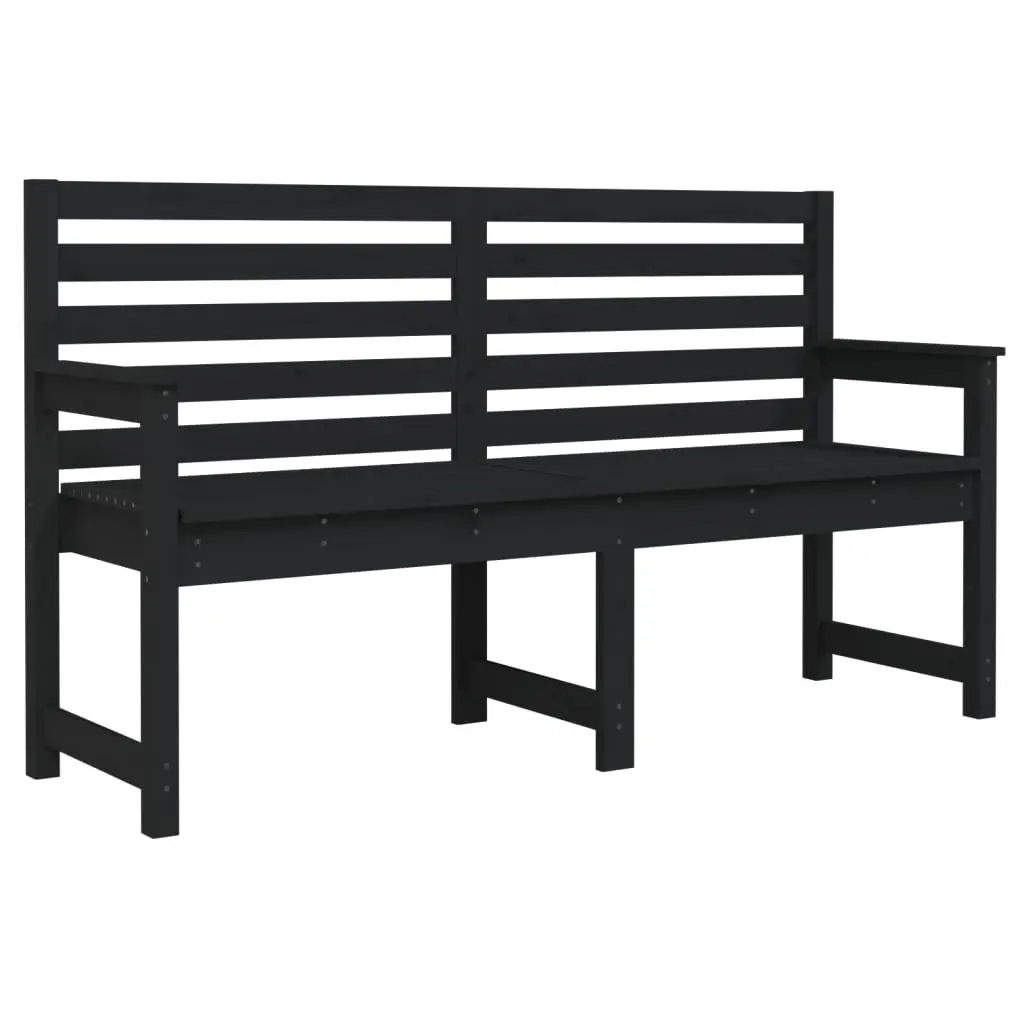 Garden Bench Black 159.5x48x91.5 cm Solid Wood Pine 824071 - Furniture