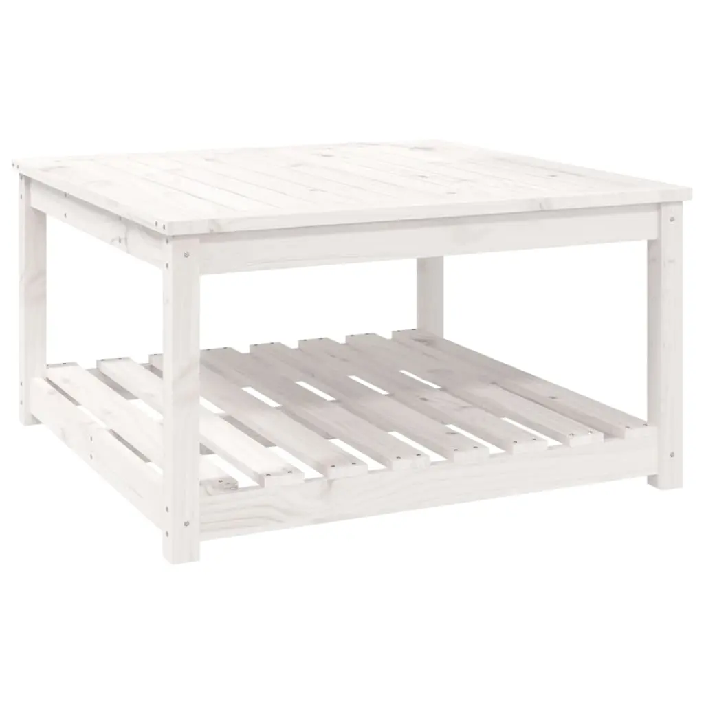Garden Table White 82.5x82.5x45 cm Solid Wood Pine 824142 - Furniture