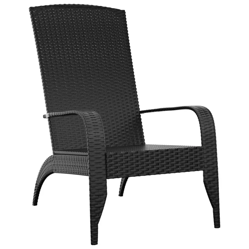 Garden Adirondack Chair Black Poly Rattan 319694 - Furniture