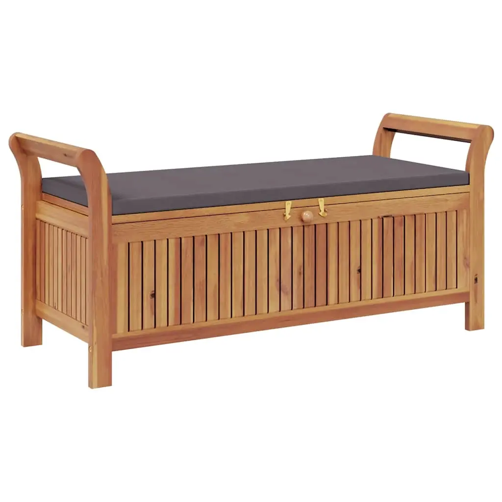 Garden Storage Bench with Cushion 126 cm Solid Wood Acacia 319717 - Outdoor Storage Boxes - Up to 60% off