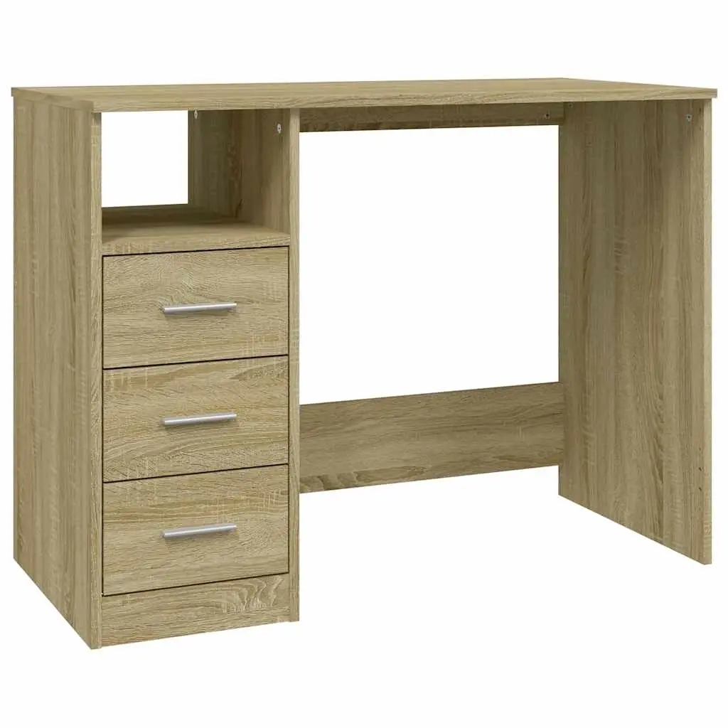 Desk with Drawers Sonoma Oak 102x50x76 cm Engineered Wood 823035 - Furniture