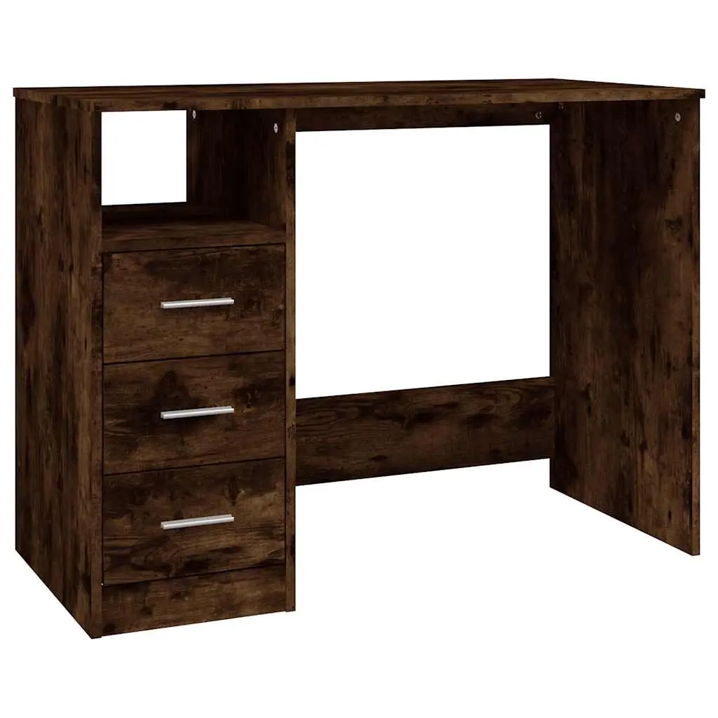 Desk with Drawers Smoked Oak 102x50x76 cm Engineered Wood 823037 - Furniture