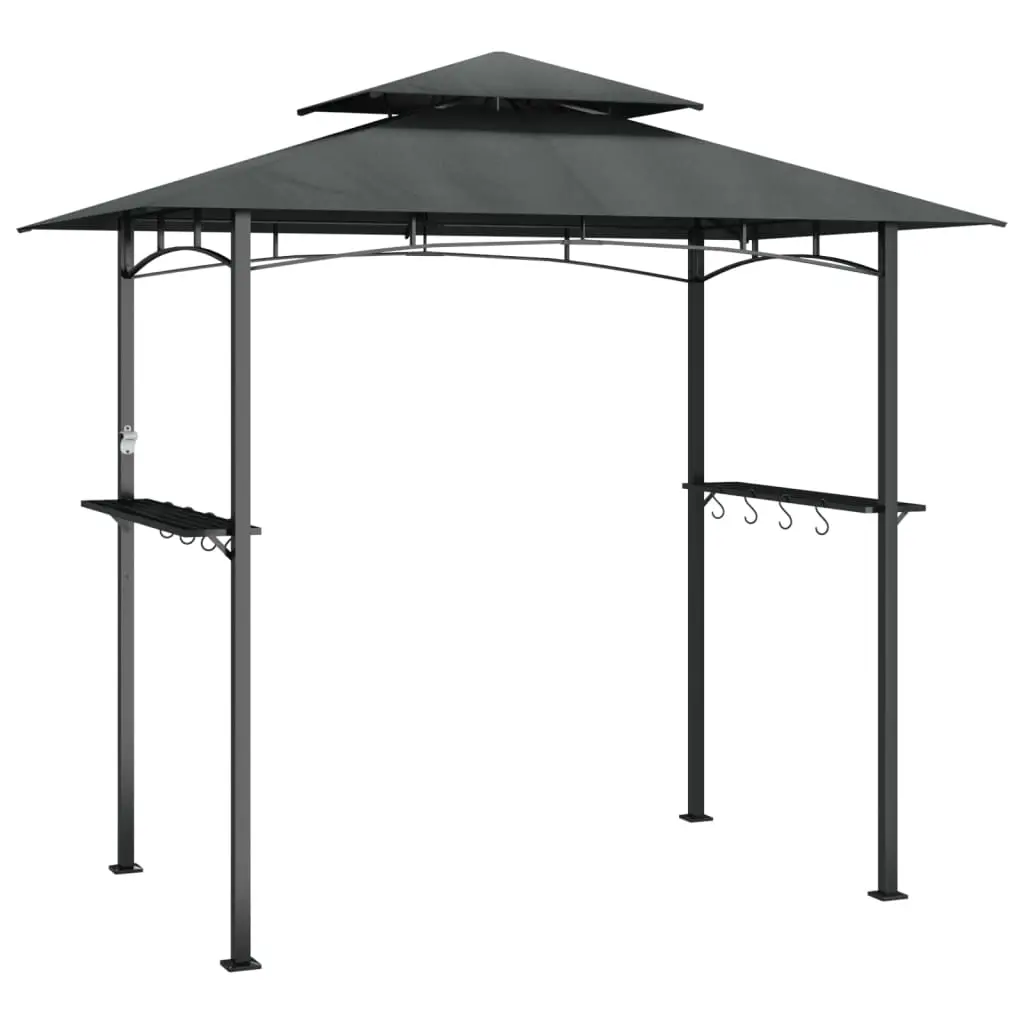 BBQ Gazebo with Side Shelves Anthracite 240x150x243 cm Steel 360140 - Home & Garden