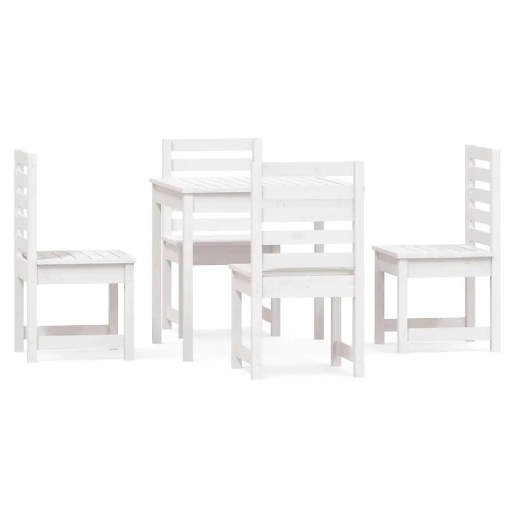 5 Piece Garden Dining Set White Solid Wood Pine 3154678 - Furniture