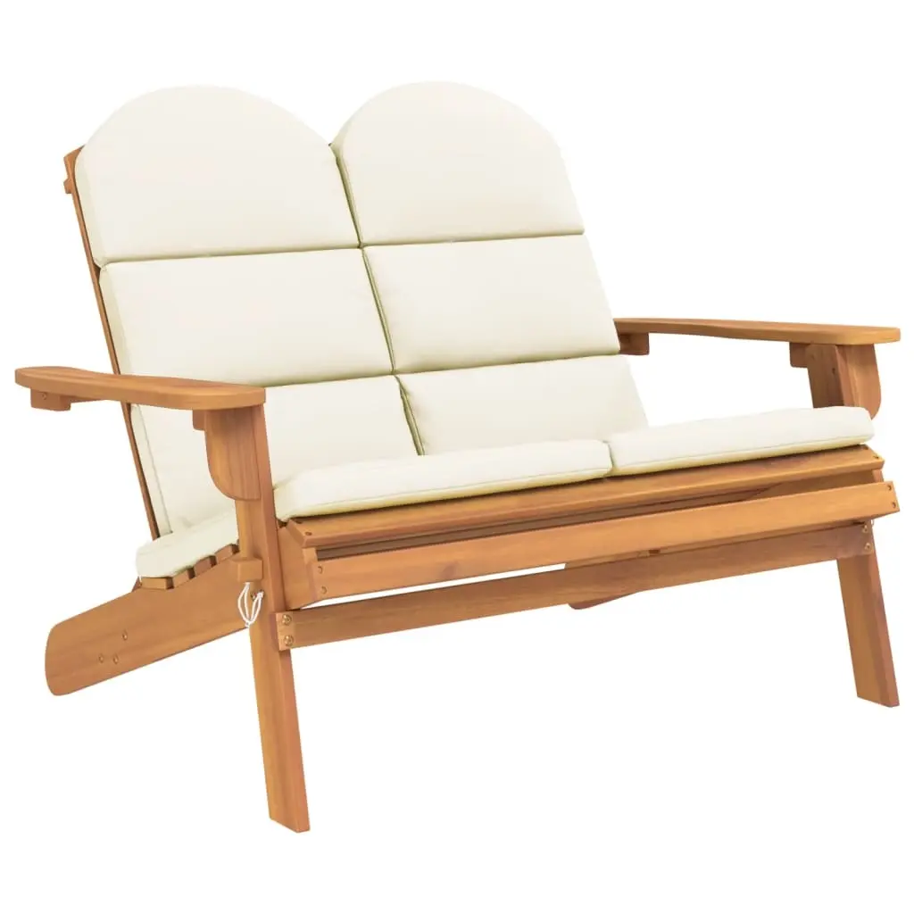 Adirondack Garden Bench with Cushions 126 cm Solid Wood Acacia 360039 - Furniture