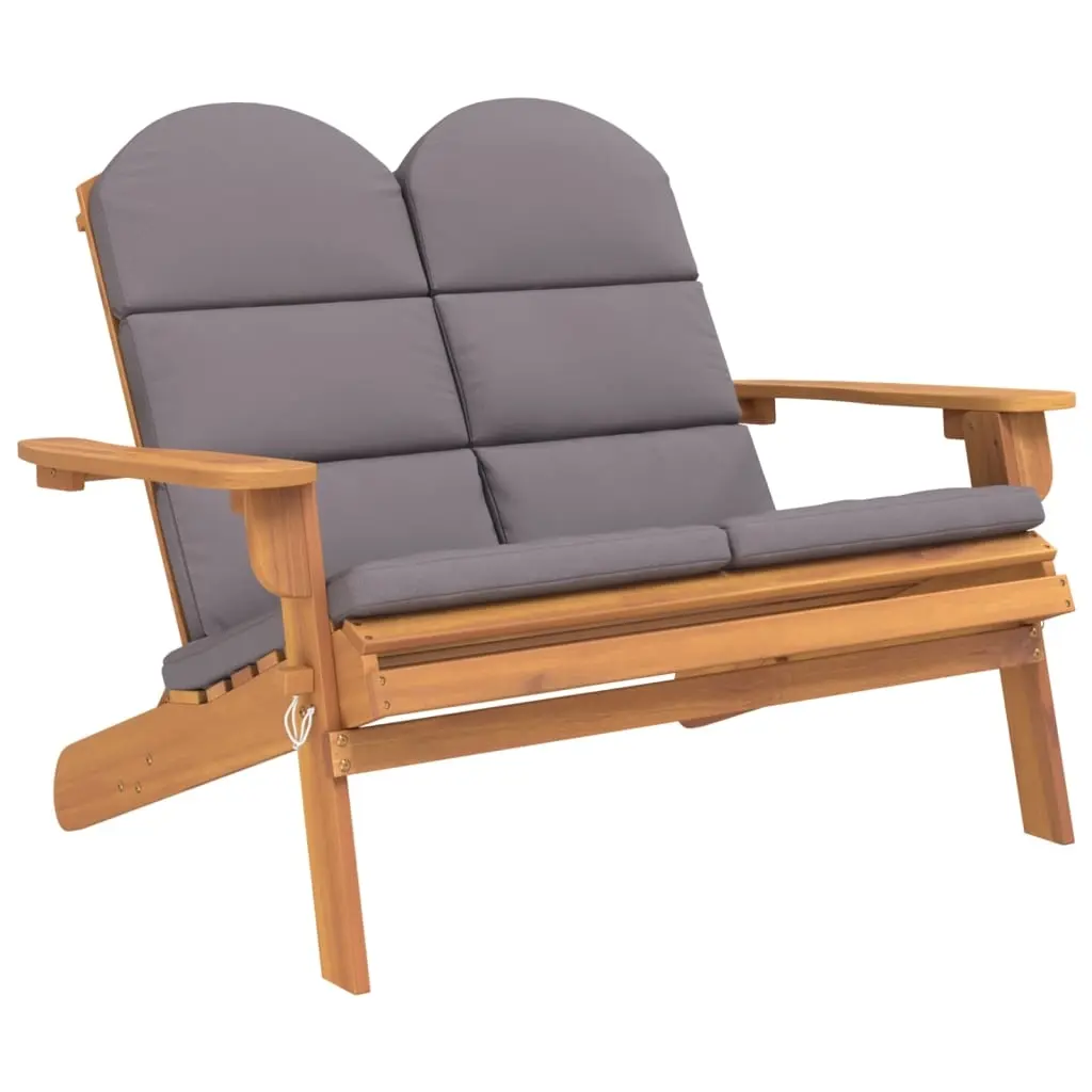 Adirondack Garden Bench with Cushions 126 cm Solid Wood Acacia 360040 - Furniture