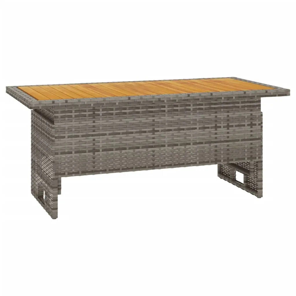 Garden Table Grey 100x50x43/63 cm Solid Wood Acacia&Poly Rattan 362188 - Up to 65% off Outdoor Furniture