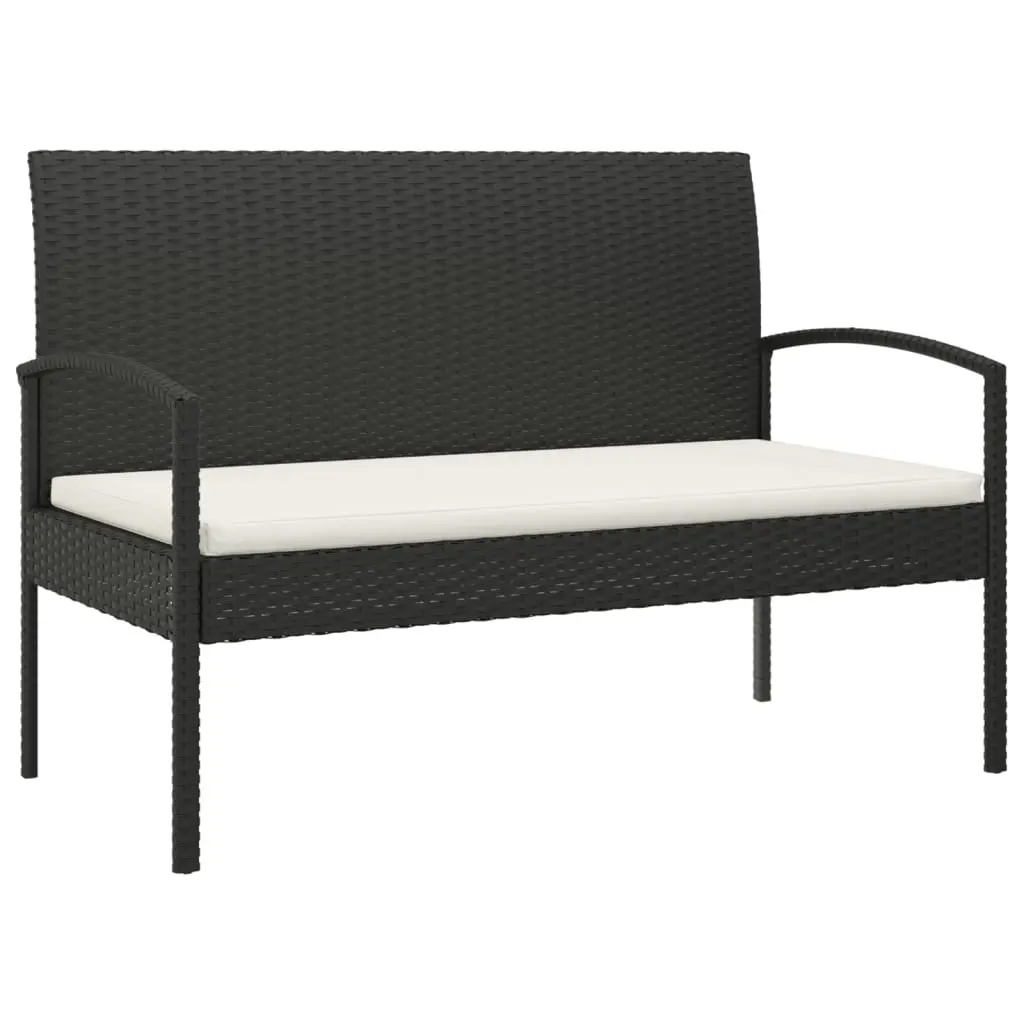 Garden Bench with Cushion Black 105 cm Poly Rattan 362166 - Up to 65% off Outdoor Furniture
