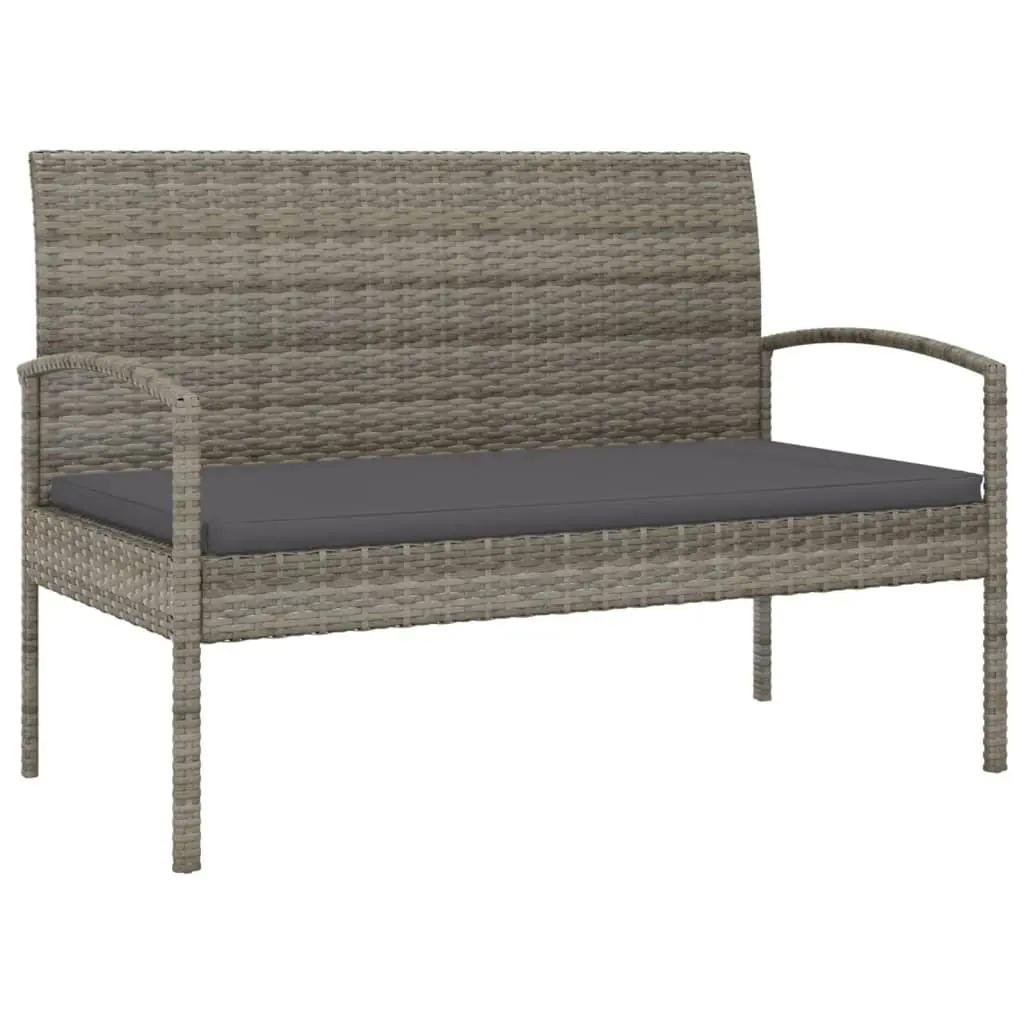 Garden Bench with Cushion Grey 105 cm Poly Rattan 362167 - Furniture