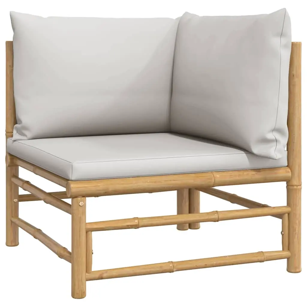 Garden Corner Sofa with Light Grey Cushions Bamboo 362278 - Furniture