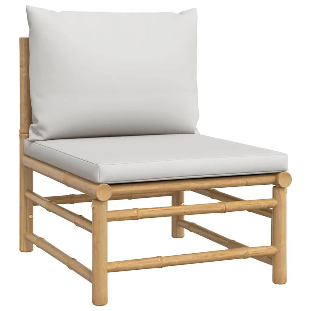 Garden Middle Sofa with Light Grey Cushions Bamboo 362279 - Furniture