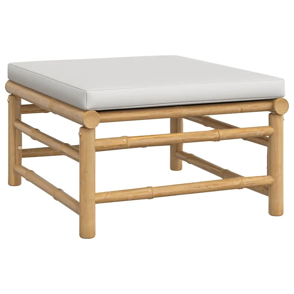 Garden Footstool with Light Grey Cushion Bamboo 362280 - Furniture