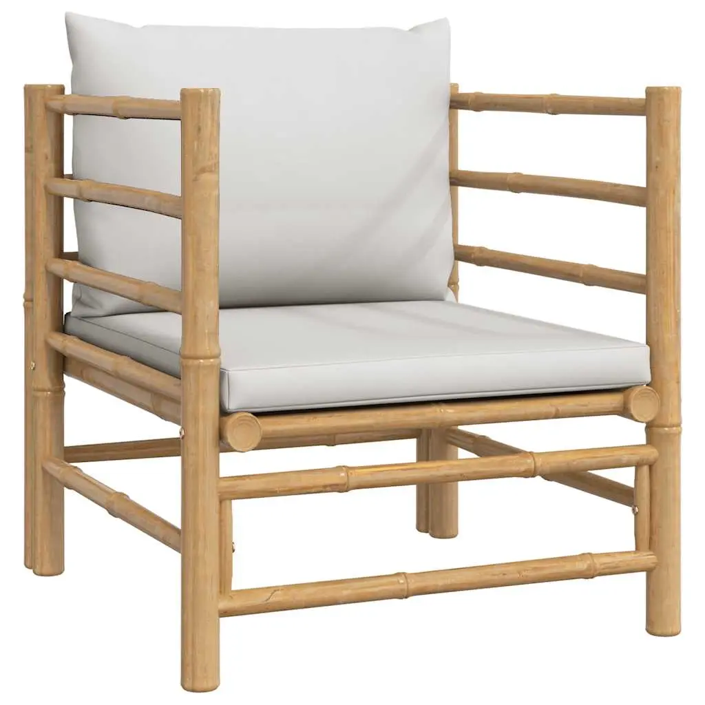 Garden Sofa with Light Grey Cushions Bamboo 362281 - Furniture