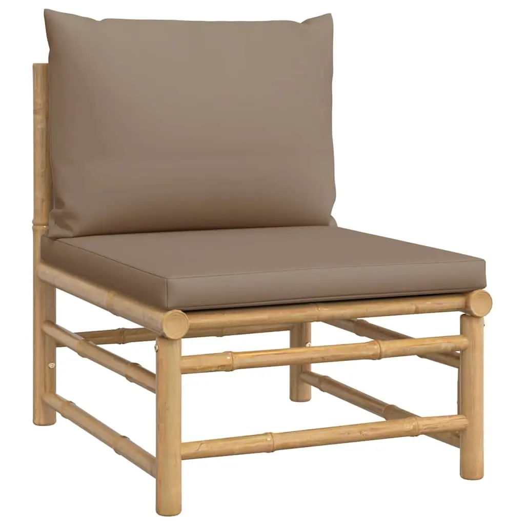 Garden Middle Sofa with Taupe Cushions Bamboo 362287 - Furniture