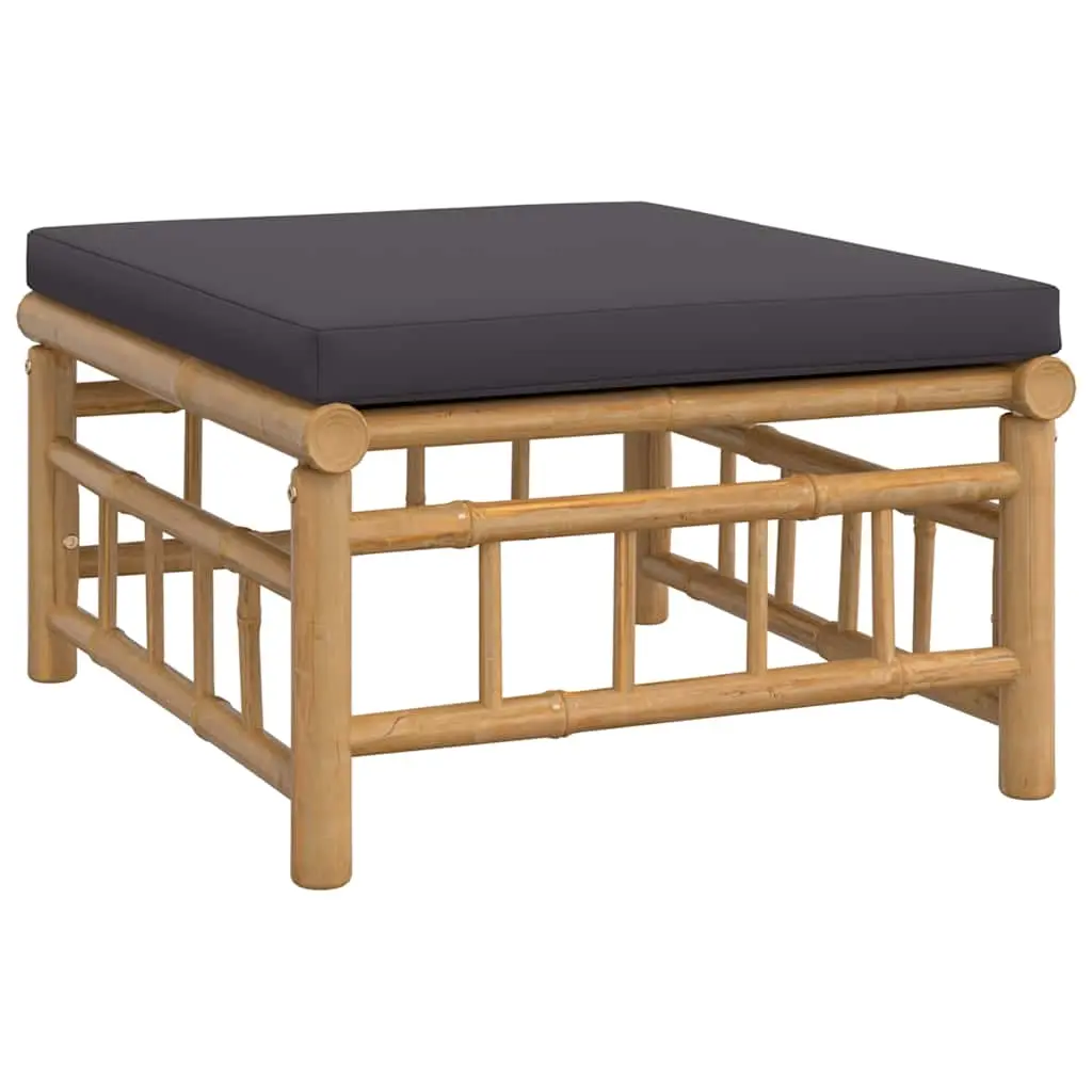 Garden Footstool with Dark Grey Cushion Bamboo 362310 - Furniture
