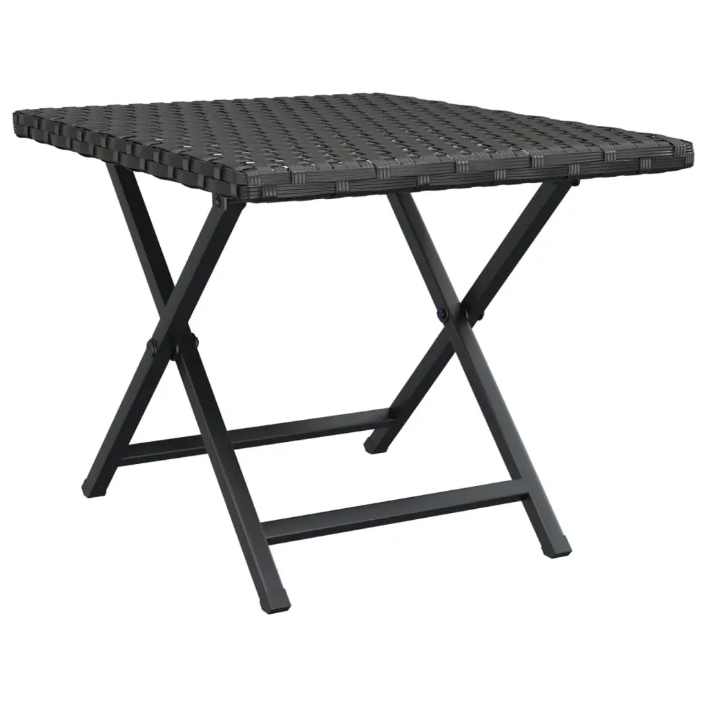 Folding Table Black 45x35x32 cm Poly Rattan 362251 - Furniture