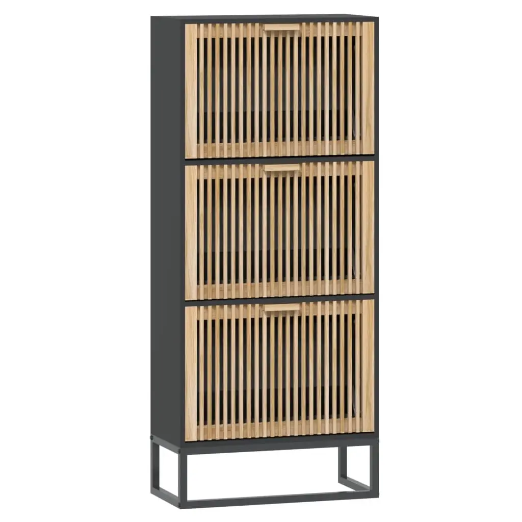 Shoe Cabinet Black 52x25x120 cm Engineered Wood 352128 - Home & Garden