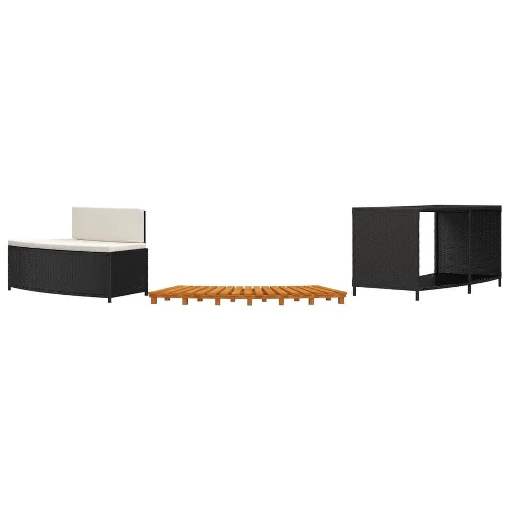 Hot Tub Surround Black Poly Rattan and Solid Wood Acacia 362257 - Home & Garden