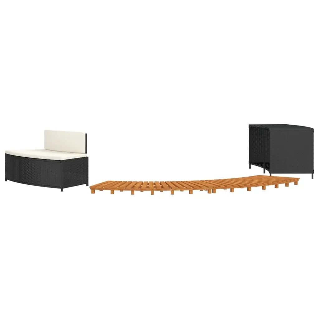 Hot Tub Surround Black Poly Rattan and Solid Wood Acacia 362259 - Home & Garden