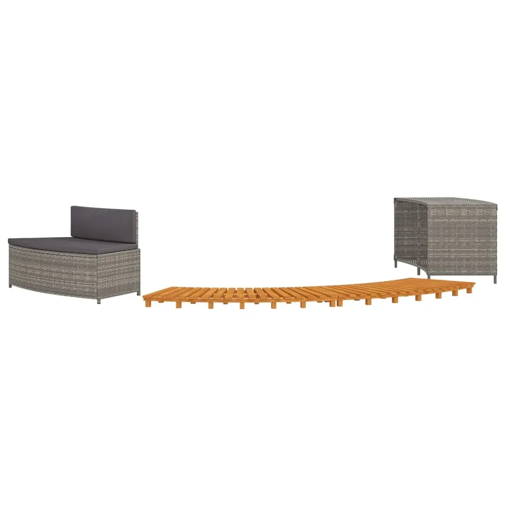 Hot Tub Surround Grey Poly Rattan and Solid Wood Acacia 362260 - Home & Garden