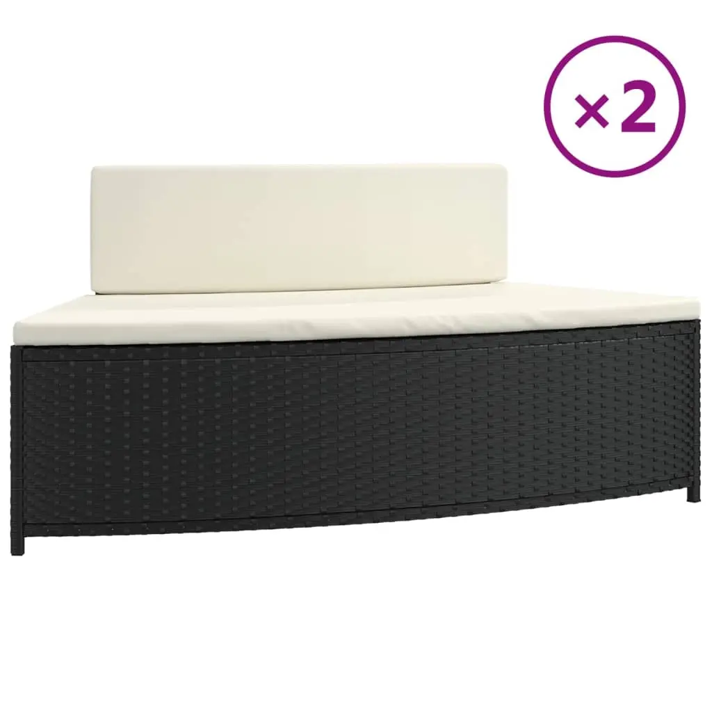 Spa Benches with Cushions 2 pcs Black Poly Rattan 362262 - Home & Garden