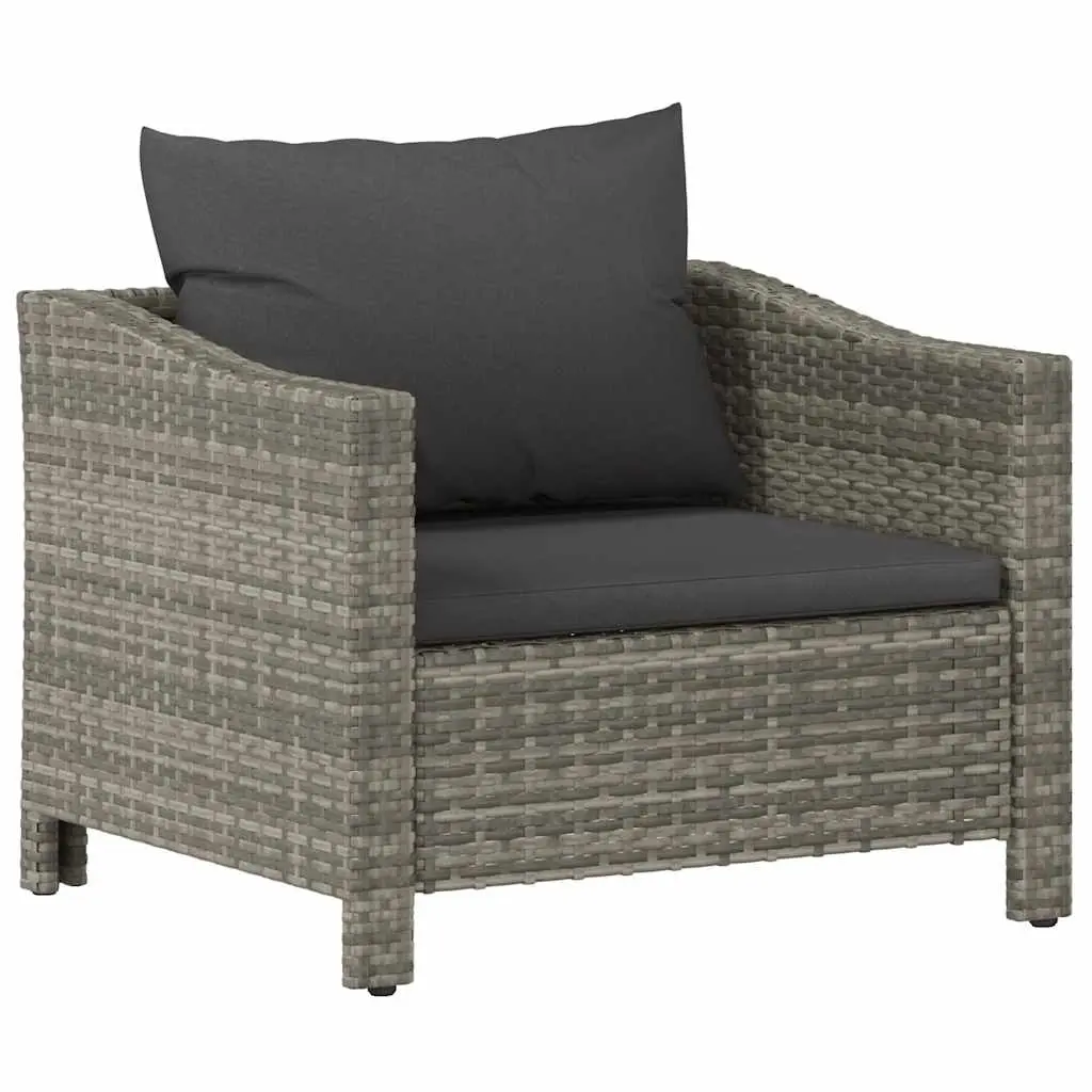 Garden Armchair with Cushion Grey Poly Rattan 362693 - Furniture