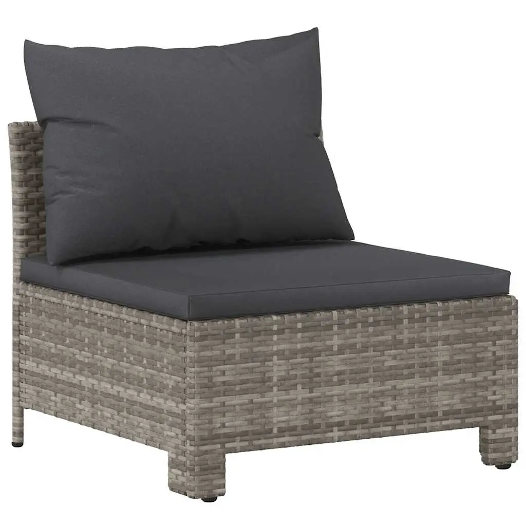 Garden Middle Sofa with Cushion Grey Poly Rattan 362694 - Furniture