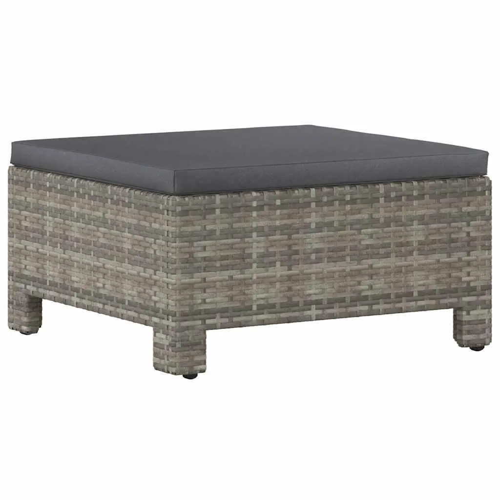 Garden Footrest with Cushion Grey Poly Rattan 362695 - Furniture